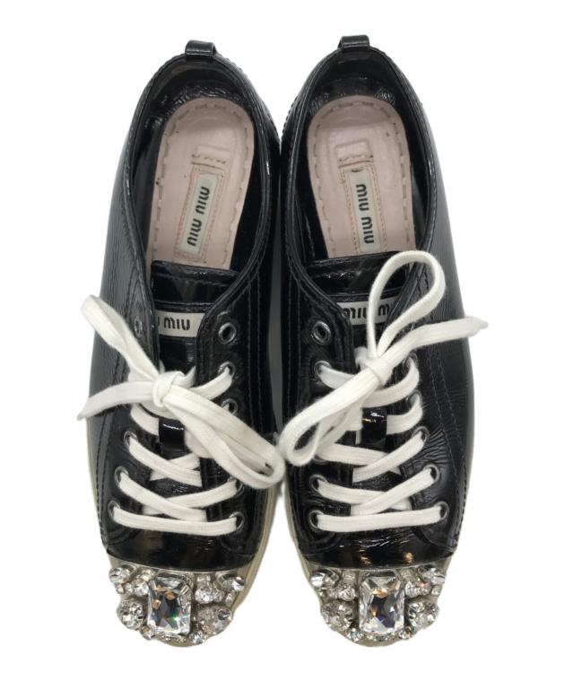 MIUMIU ビジュースニーカー 中古・古着通販】MIU MIU (ミュウミュウ) ビジュースニーカー ブラック