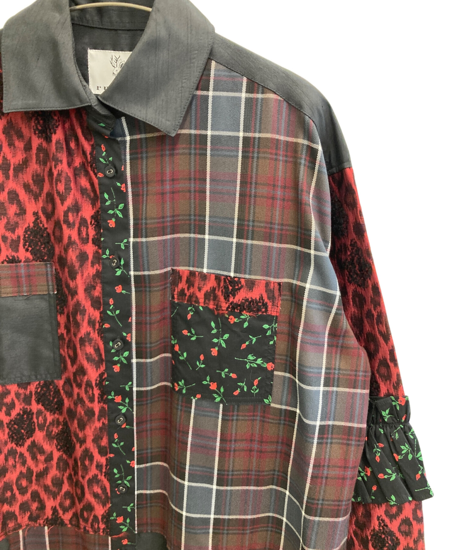 中古・古着通販】rurumu (ルルムウ) patchwork oversized shirt