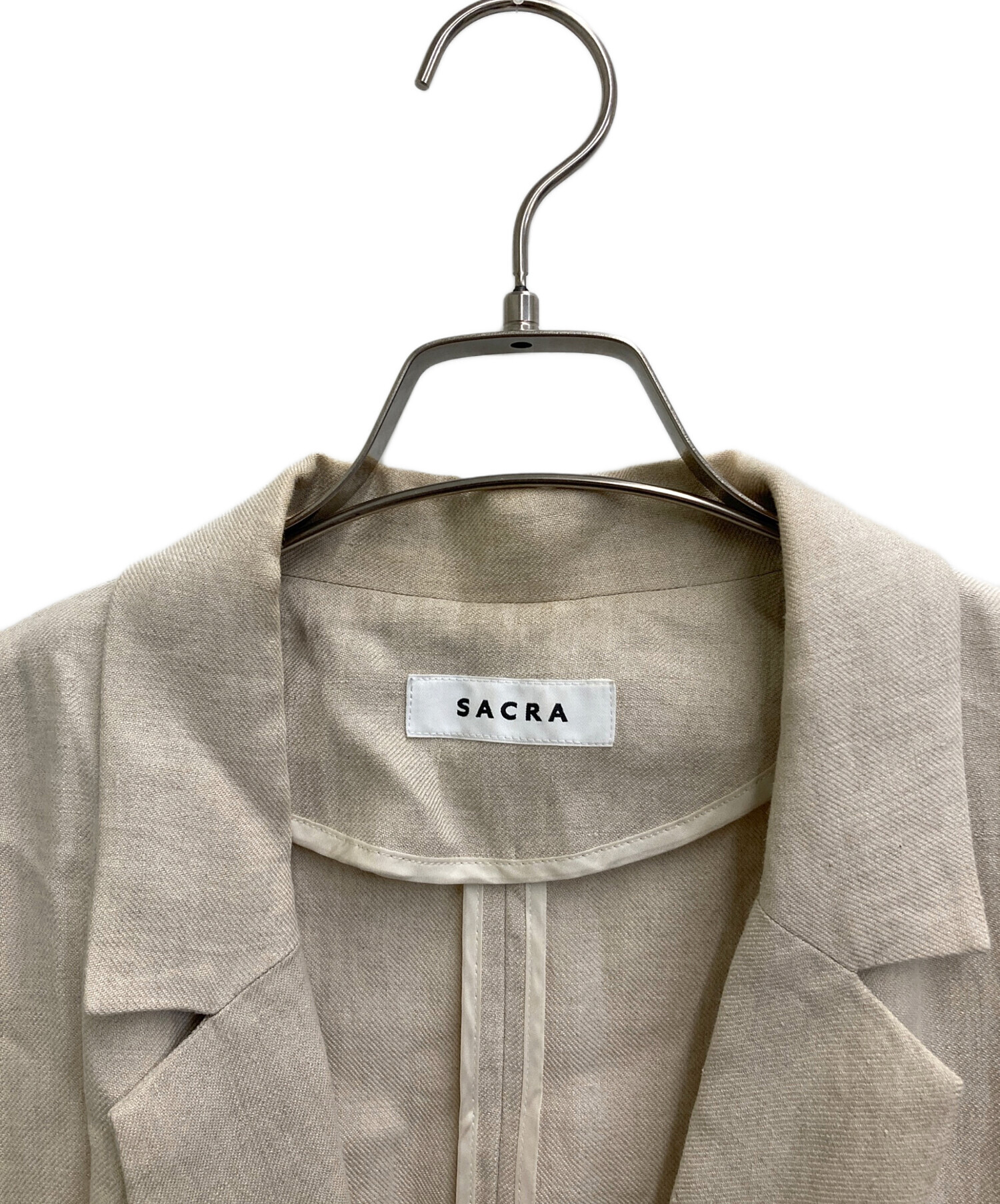中古・古着通販】SACRA (サクラ) リネンダブルブレストロングジレ 