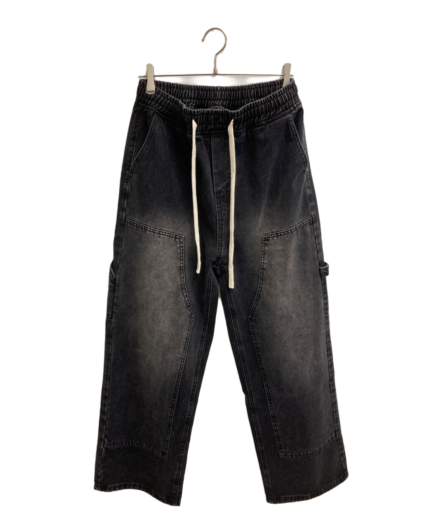 Bagarchデニム カーゴパンツ ブラック 中古・古着通販】BAGARCH (バガーチ) ダブルニーデニムパンツ ブラック