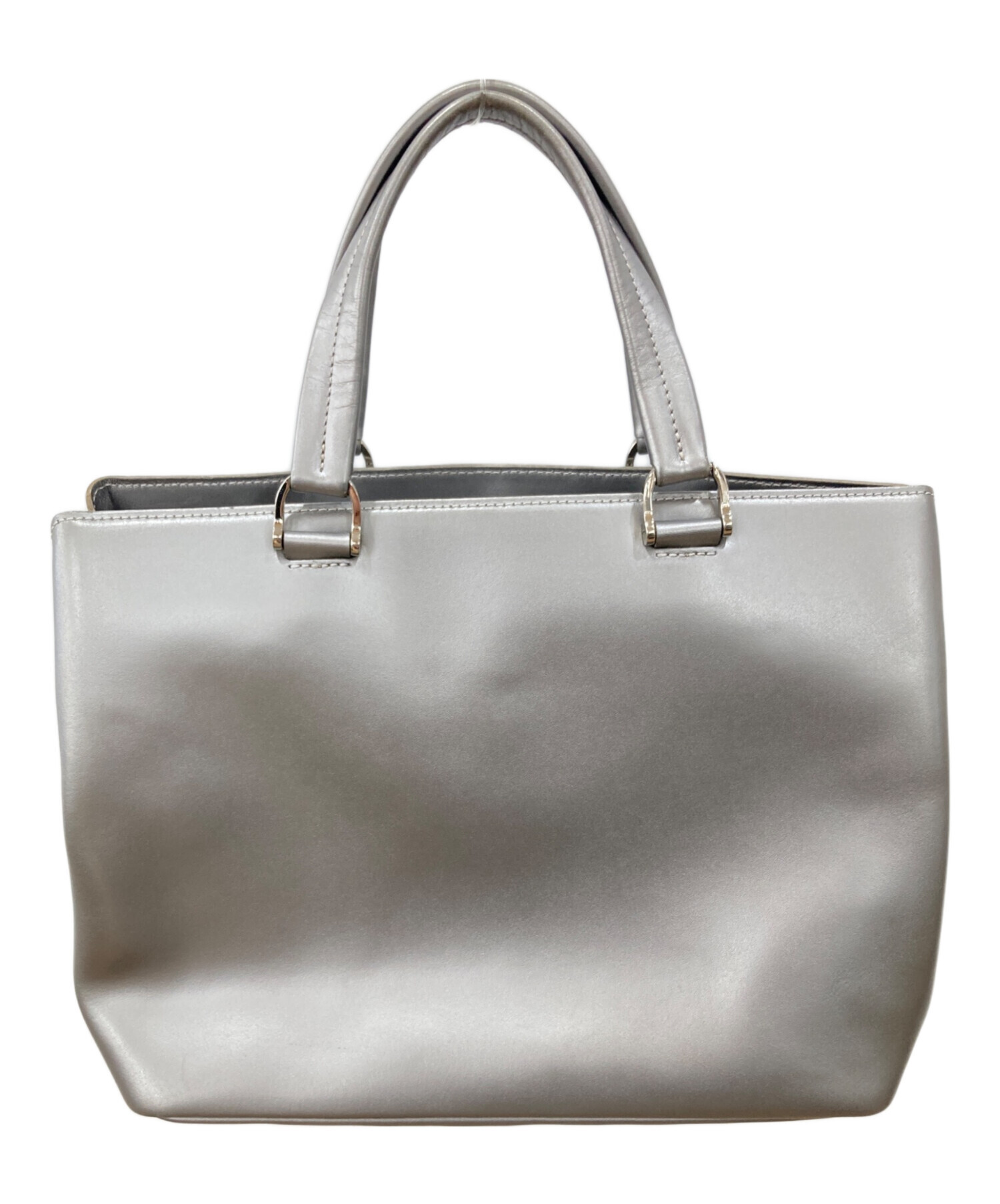 【美品】LONGCHAMP レザー　トートバッグ　シルバー　A4可　肩掛け可 中古・古着通販】LONGCHAMP (ロンシャン) レザートートバッグ シルバー
