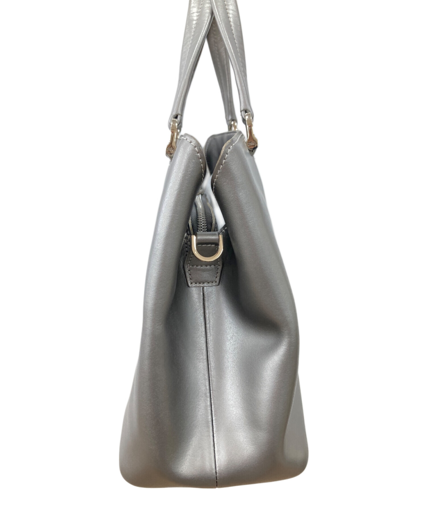 中古・古着通販】LONGCHAMP (ロンシャン) レザートートバッグ シルバー 