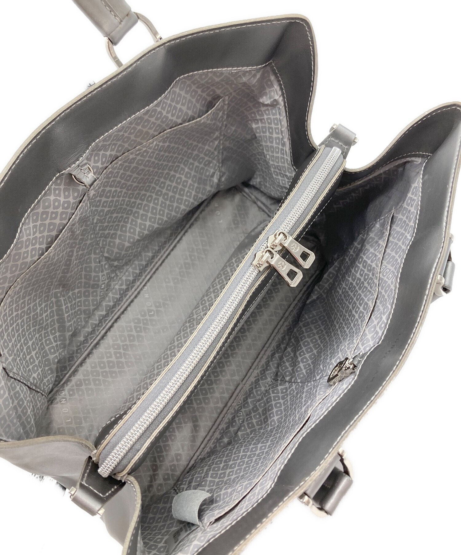 中古・古着通販】LONGCHAMP (ロンシャン) レザートートバッグ シルバー
