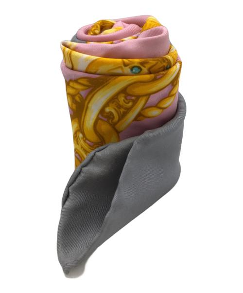 中古・古着通販】CELINE (セリーヌ) 大判スカーフ イエロー×ピンク