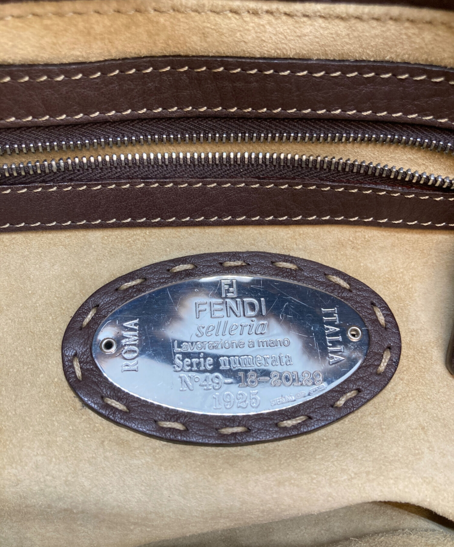 中古・古着通販】FENDI (フェンディ) ファーハンドバッグ ブラウン