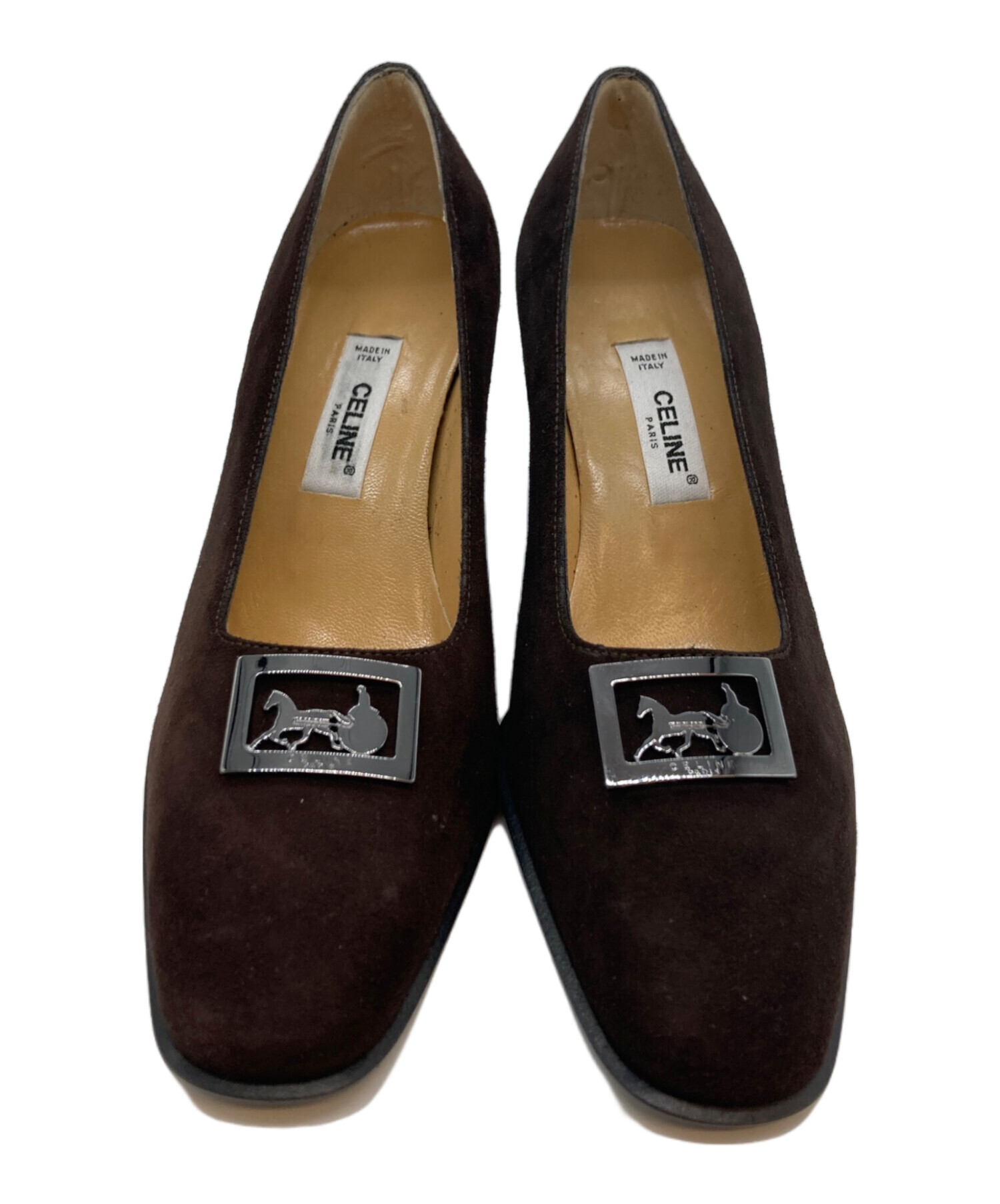 中古・古着通販】CELINE (セリーヌ) スウェードパンプス ブラウン