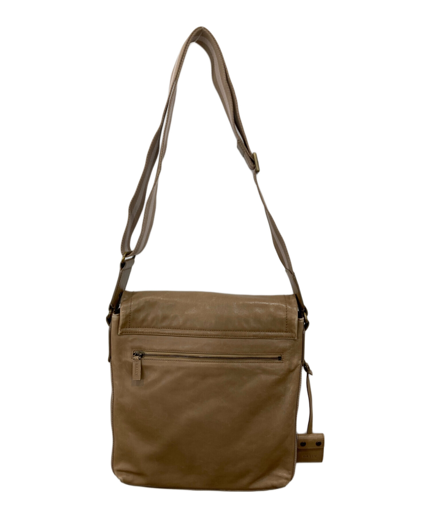 中古・古着通販】BALLY (バリー) レザーショルダーバッグ ベージュ