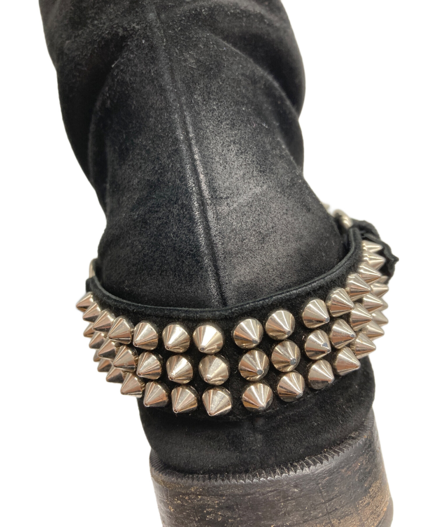 美品⑤37★クリスチャンルブタン スタッズ パテント ロングブーツ ブラック 中古・古着通販】Christian Louboutin (クリスチャン・ルブタン