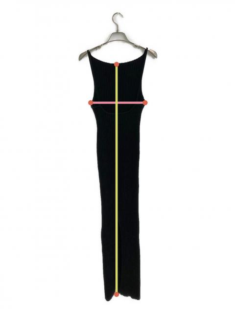 THE SHISHIKU ブラックリブ編みキャミソール THE SHISHIKUI(シシクイ) FRILLS TOPニットキャミソール ブラック