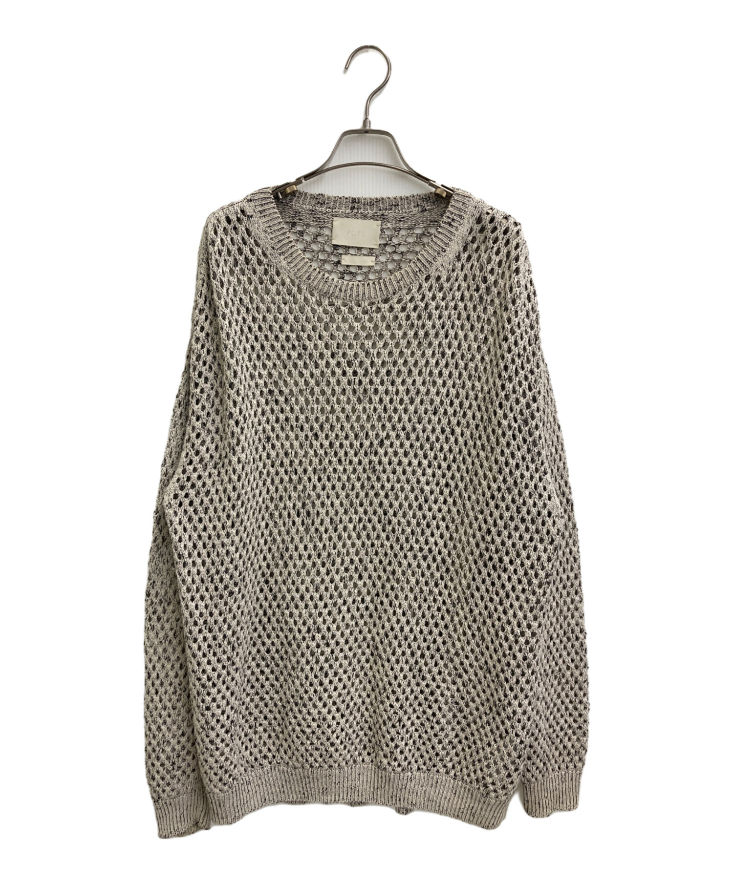 中古・古着通販】YOKE (ヨーク) MESHED KNIT CREWNECK ベージュ サイズ 