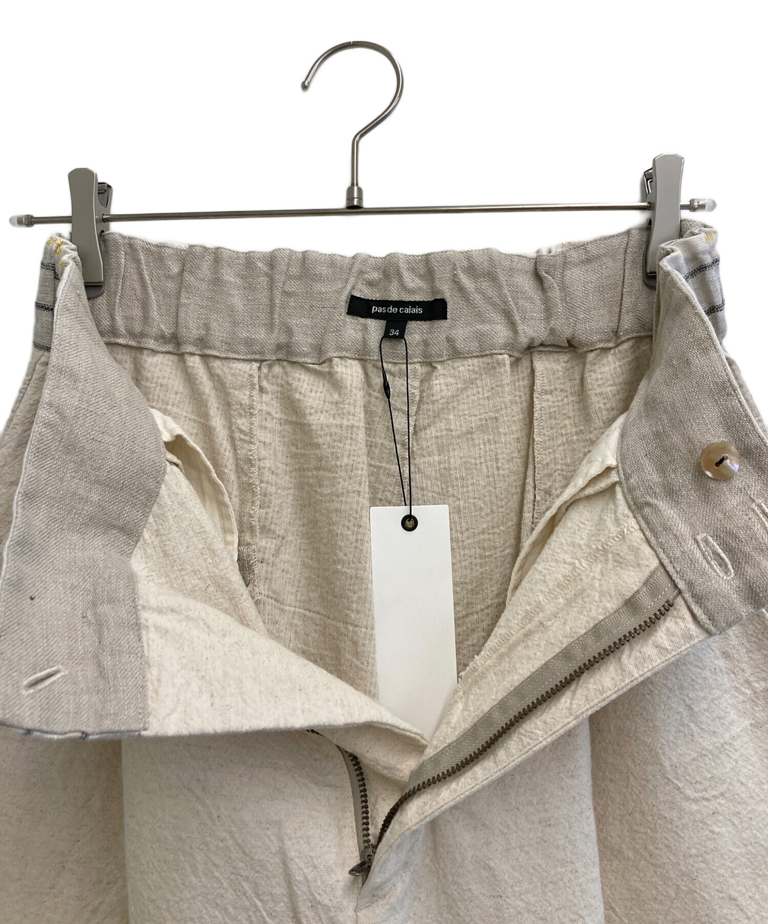 パドカレ Pas de Calais リネンツイルパンツ リネンレーヨンツイルストレッチ ワイドパンツ | pas de calais