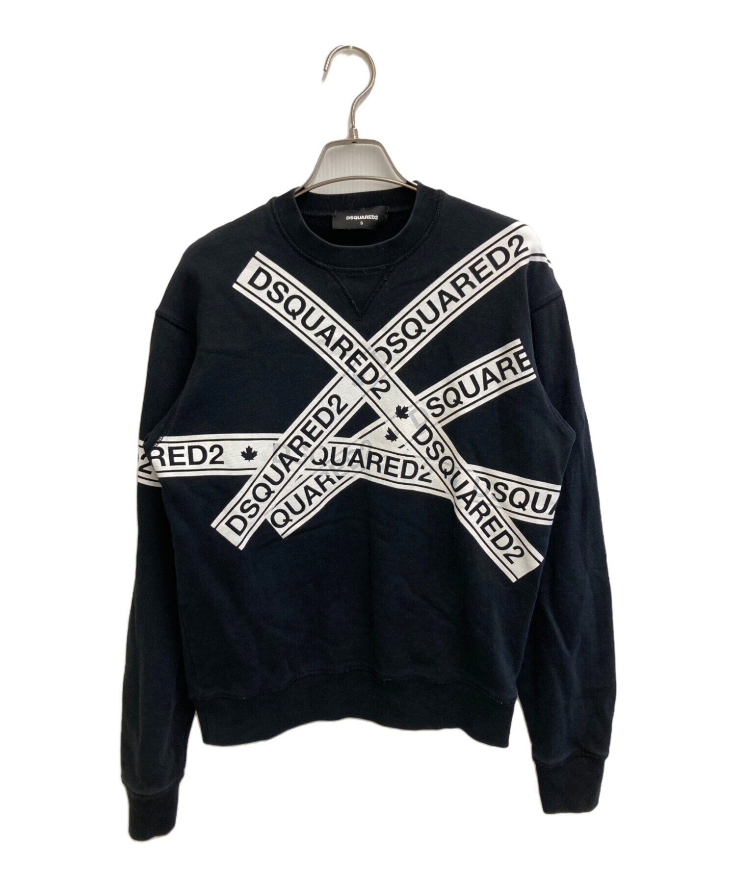 DSQUARED2　ディースクエアード　テープロゴスウェット　黒　XL 中古・古着通販】DSQUARED2 (ディースクエアード) ロゴプリント