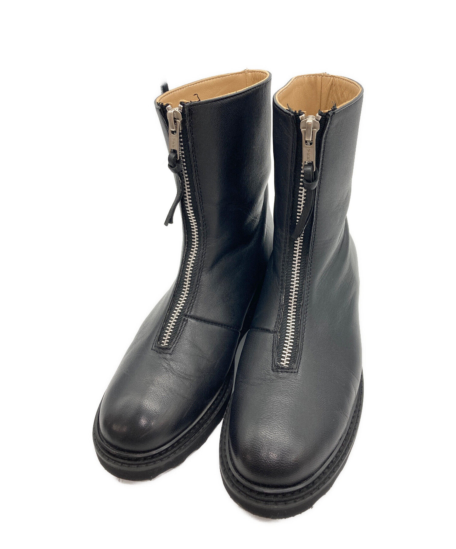 【美品】CAMINANDO フロントジップ ブラック 黒 レザー 中古・古着通販】Caminando (カミナンド) フロントジップブーツ