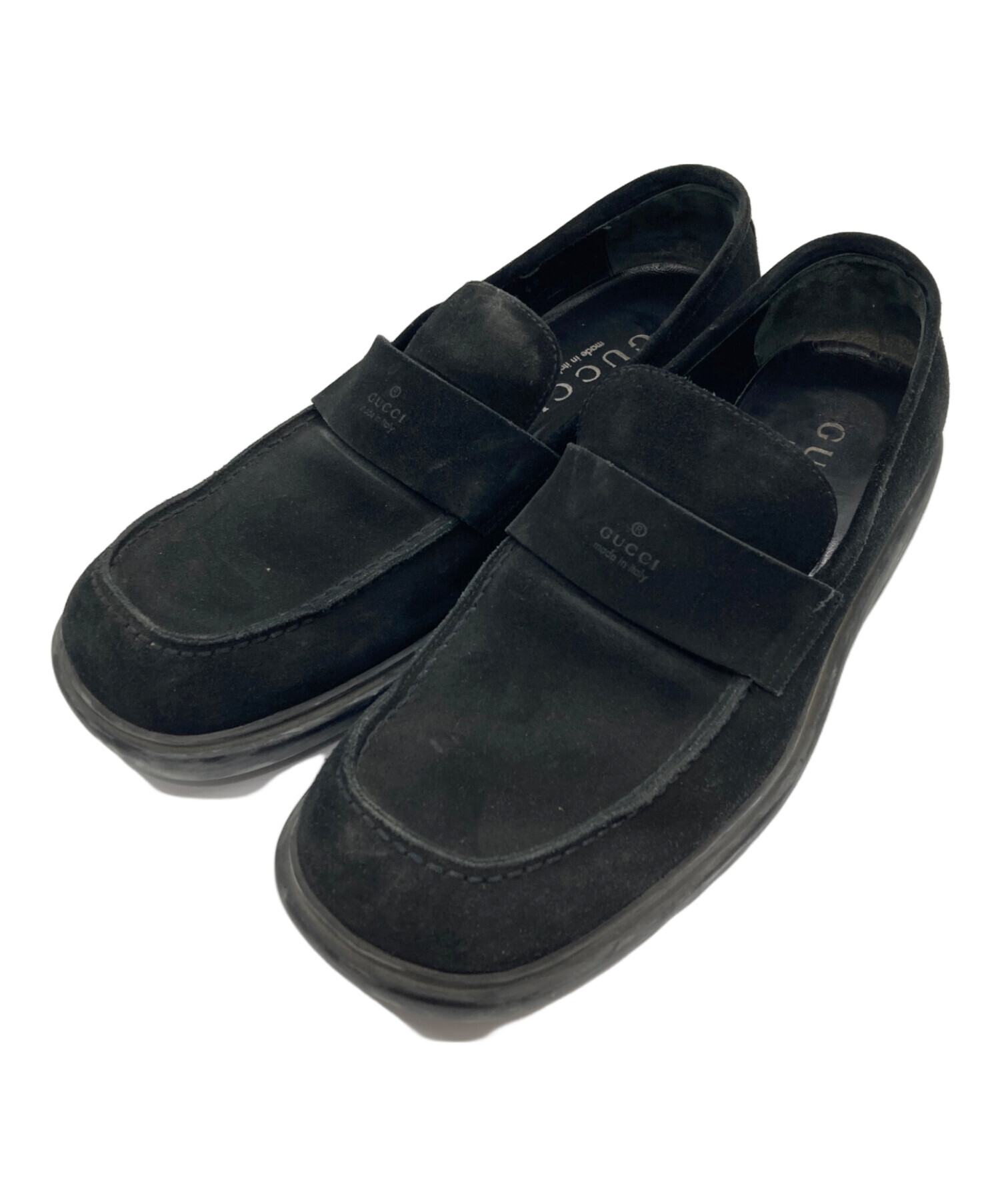 中古・古着通販】GUCCI (グッチ) スクエアトゥースウェードローファー 