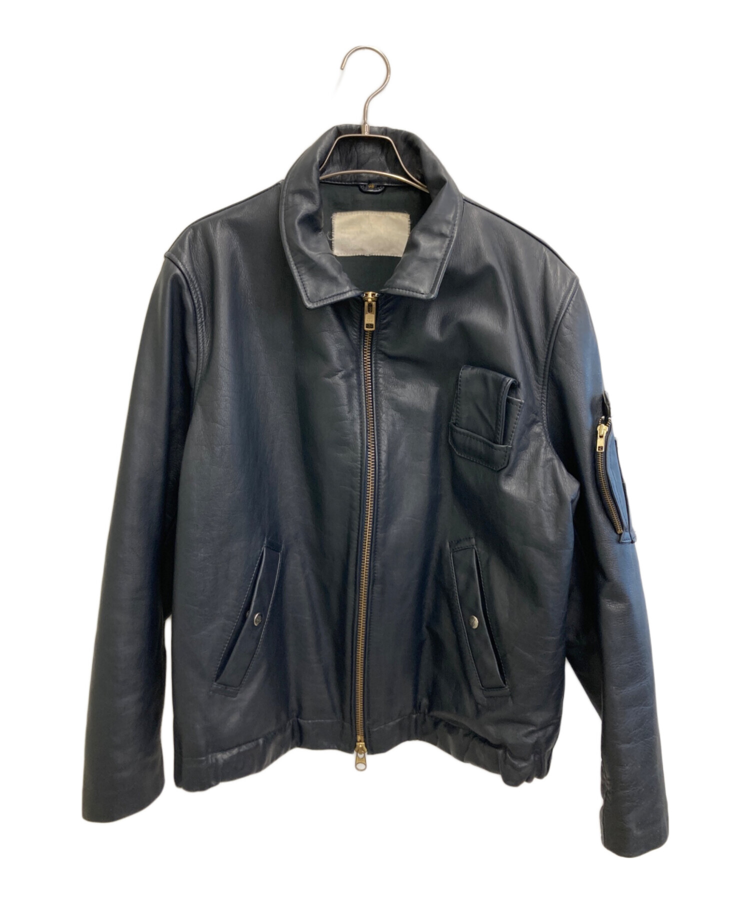 フランス製】レザージャケット ダークネイビー M位 パイロット
