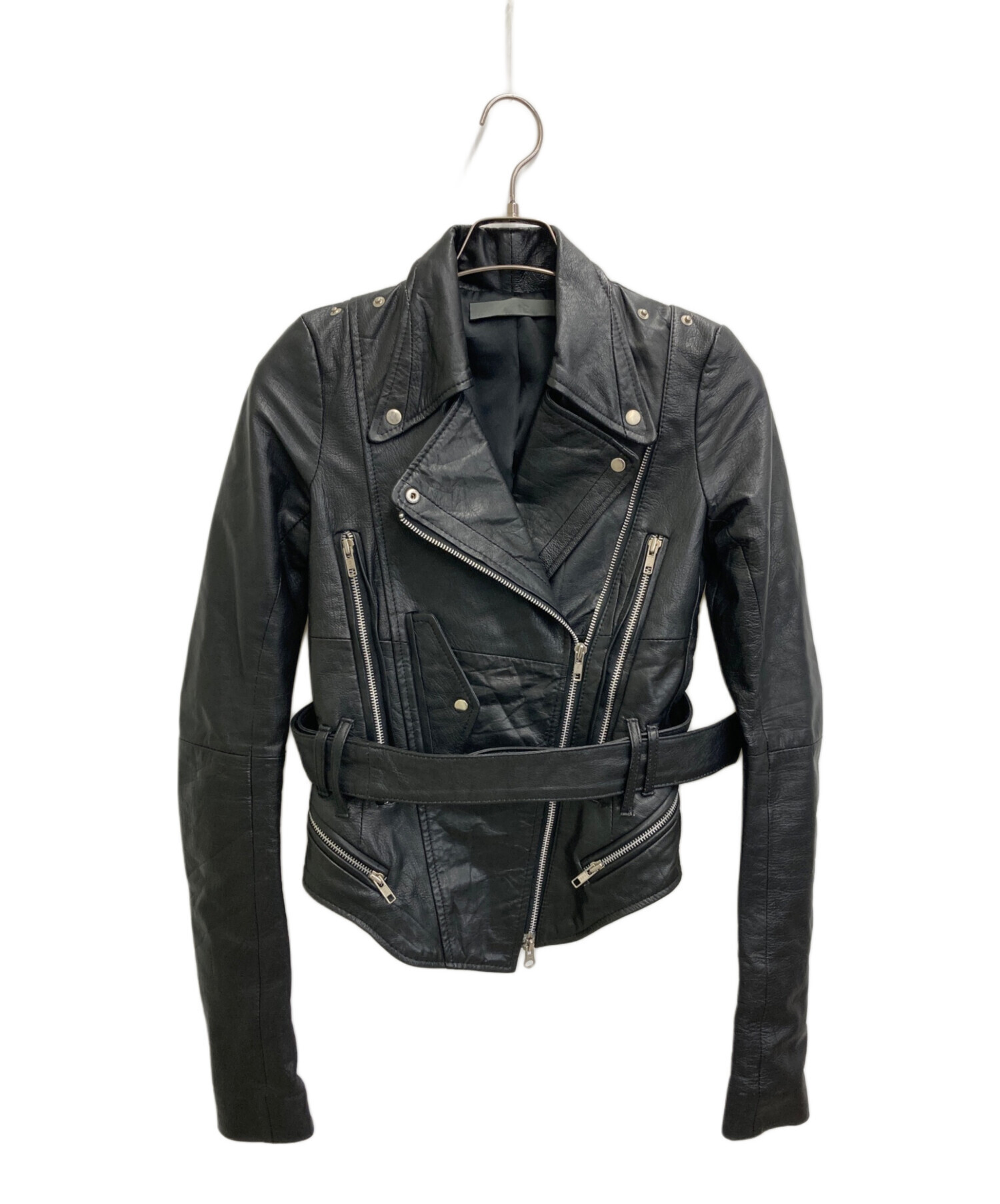 中古・古着通販】EKAM (エカム) レザーライダースジャケット ブラック