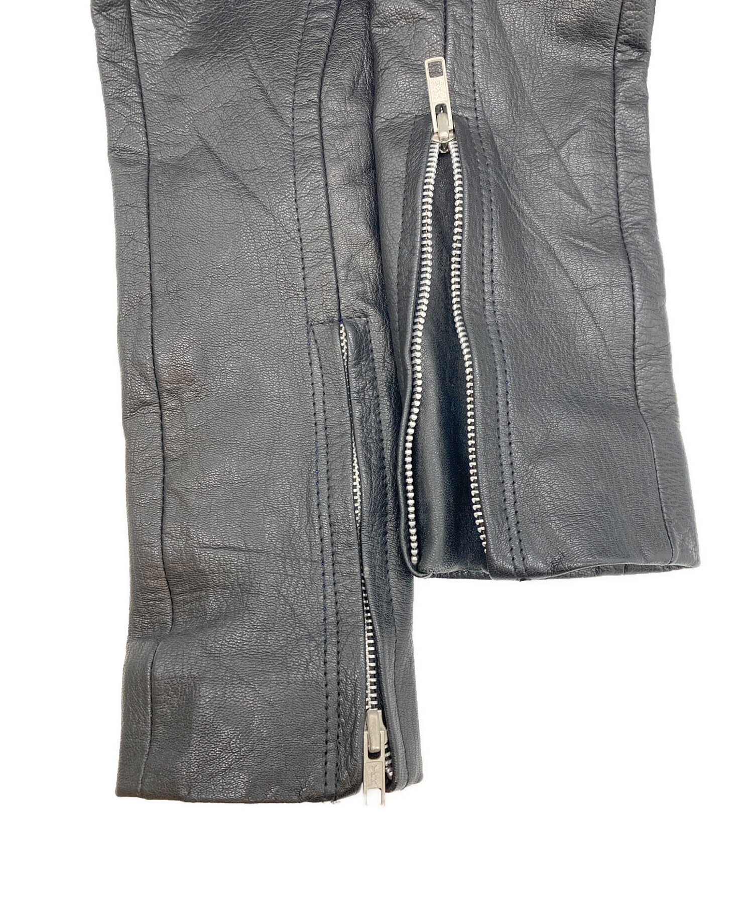 中古・古着通販】EKAM (エカム) レザーライダースジャケット ブラック