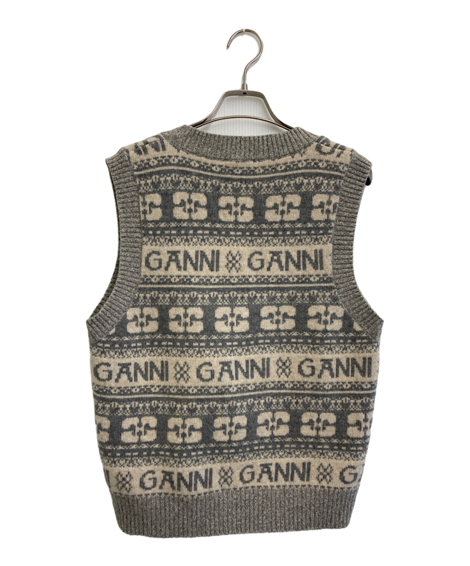 中古・古着通販】Ganni (ガニー) ロゴウールミックスベスト グレー