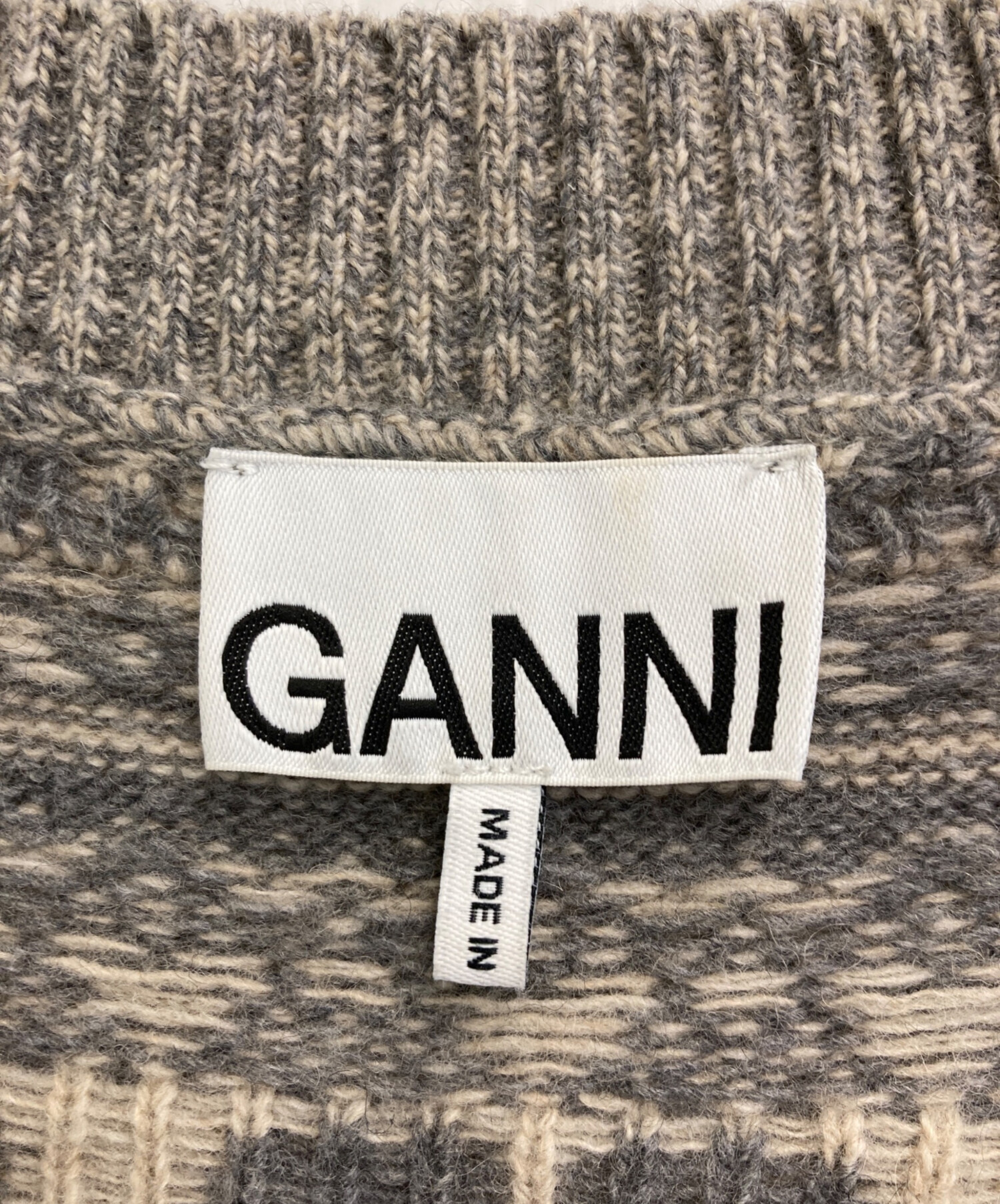 中古・古着通販】Ganni (ガニー) ロゴウールミックスベスト グレー