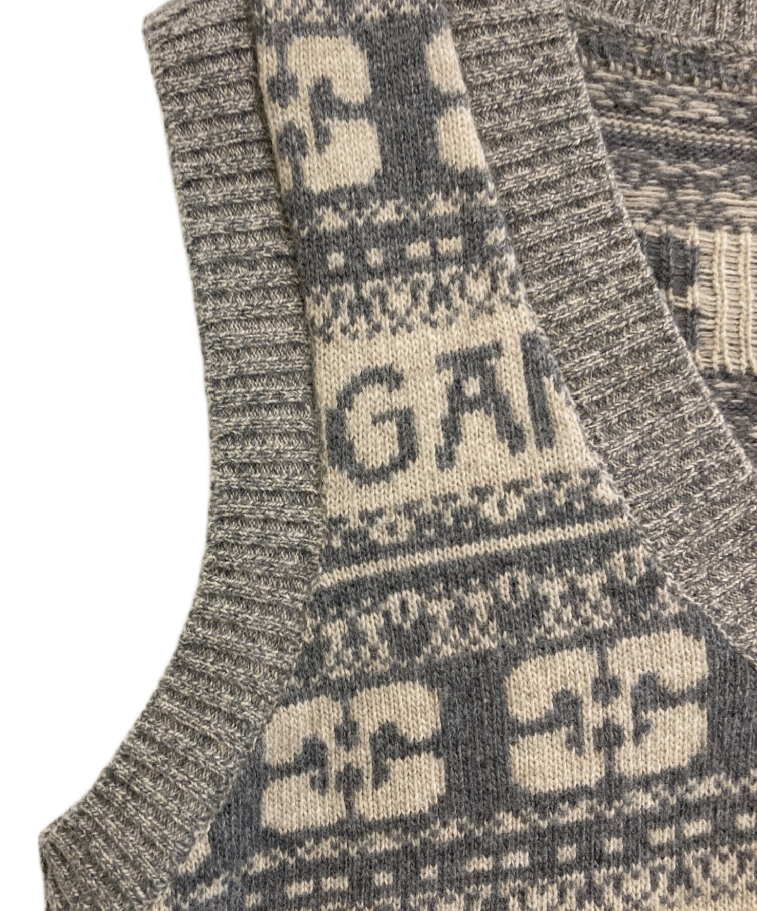 中古・古着通販】Ganni (ガニー) ロゴウールミックスベスト グレー