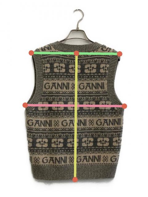 中古・古着通販】Ganni (ガニー) ロゴウールミックスベスト グレー