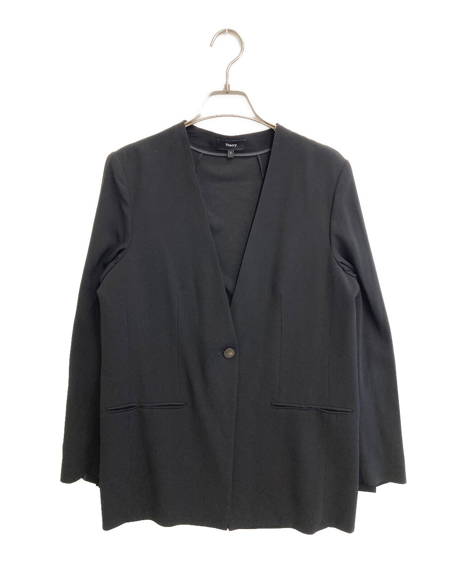 中古・古着通販】theory (セオリー) ノーカラージャケット ブラック