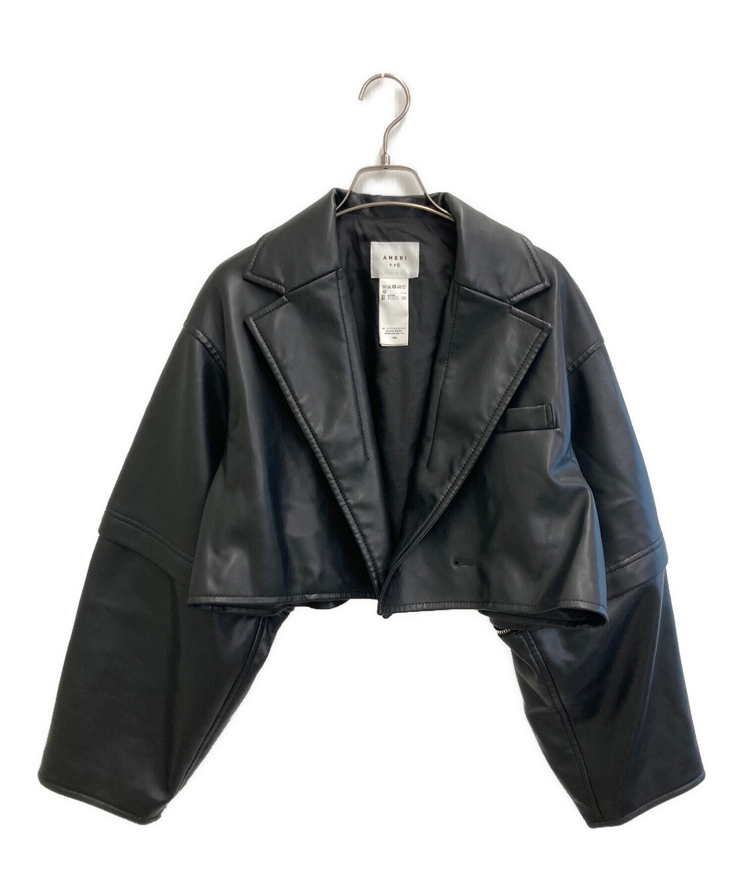 中古・古着通販】AMERI (アメリ) 2WAY FAKE LEATHER SHORT JACKET 中古・古着通販】AMERI (アメリ) 2WAY FAKE LEATHER SHORT JACKET