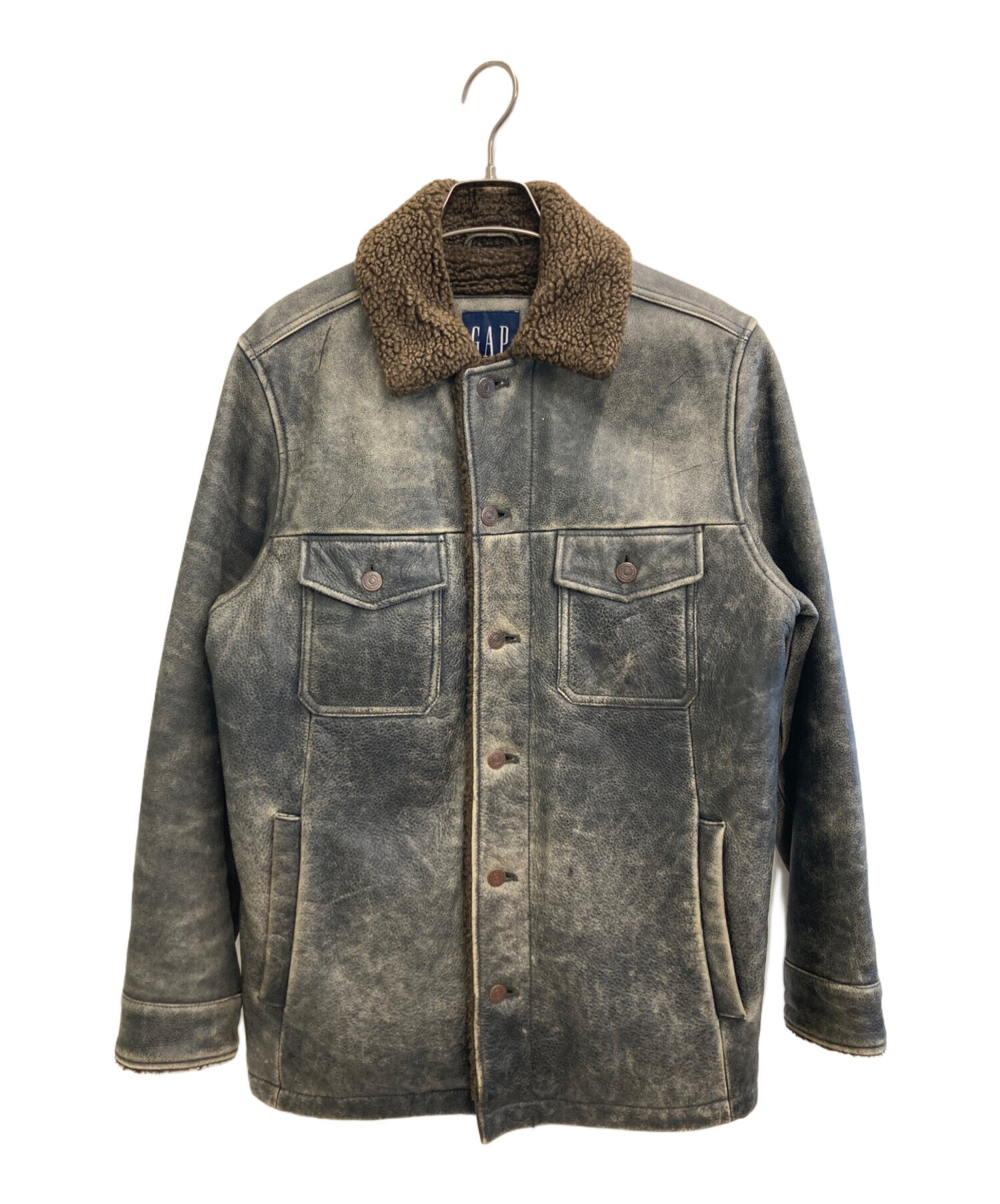 中古・古着通販】GAP (ギャップ) レザージャケット グレー サイズ 