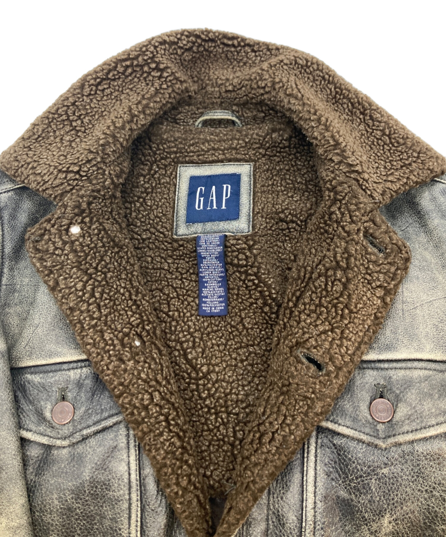 中古・古着通販】GAP (ギャップ) レザージャケット グレー サイズ