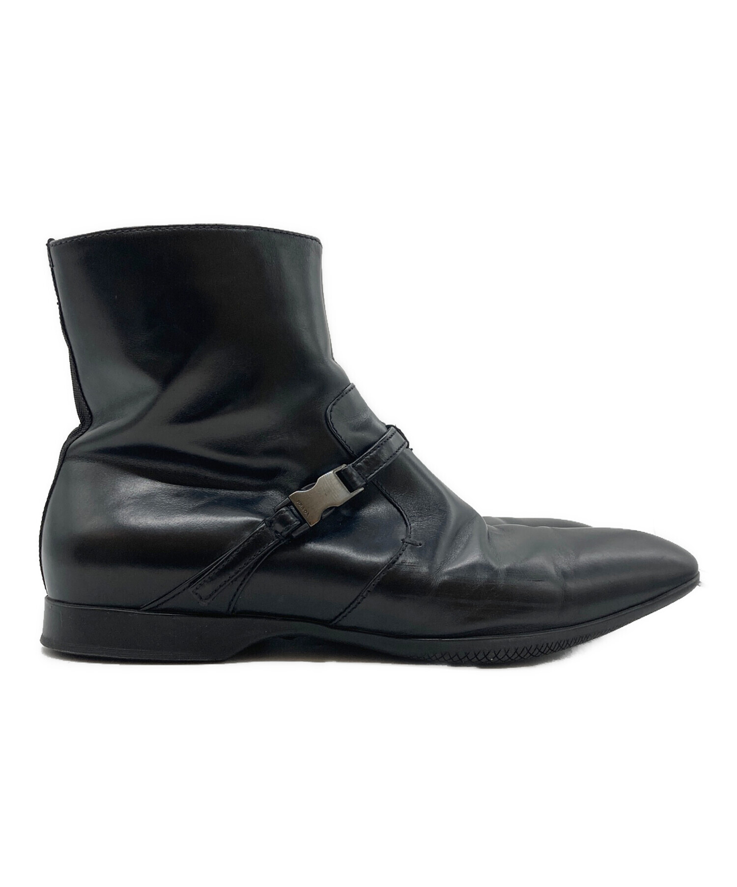 中古・古着通販】PRADA (プラダ) ショートブーツ ブラック サイズ:8