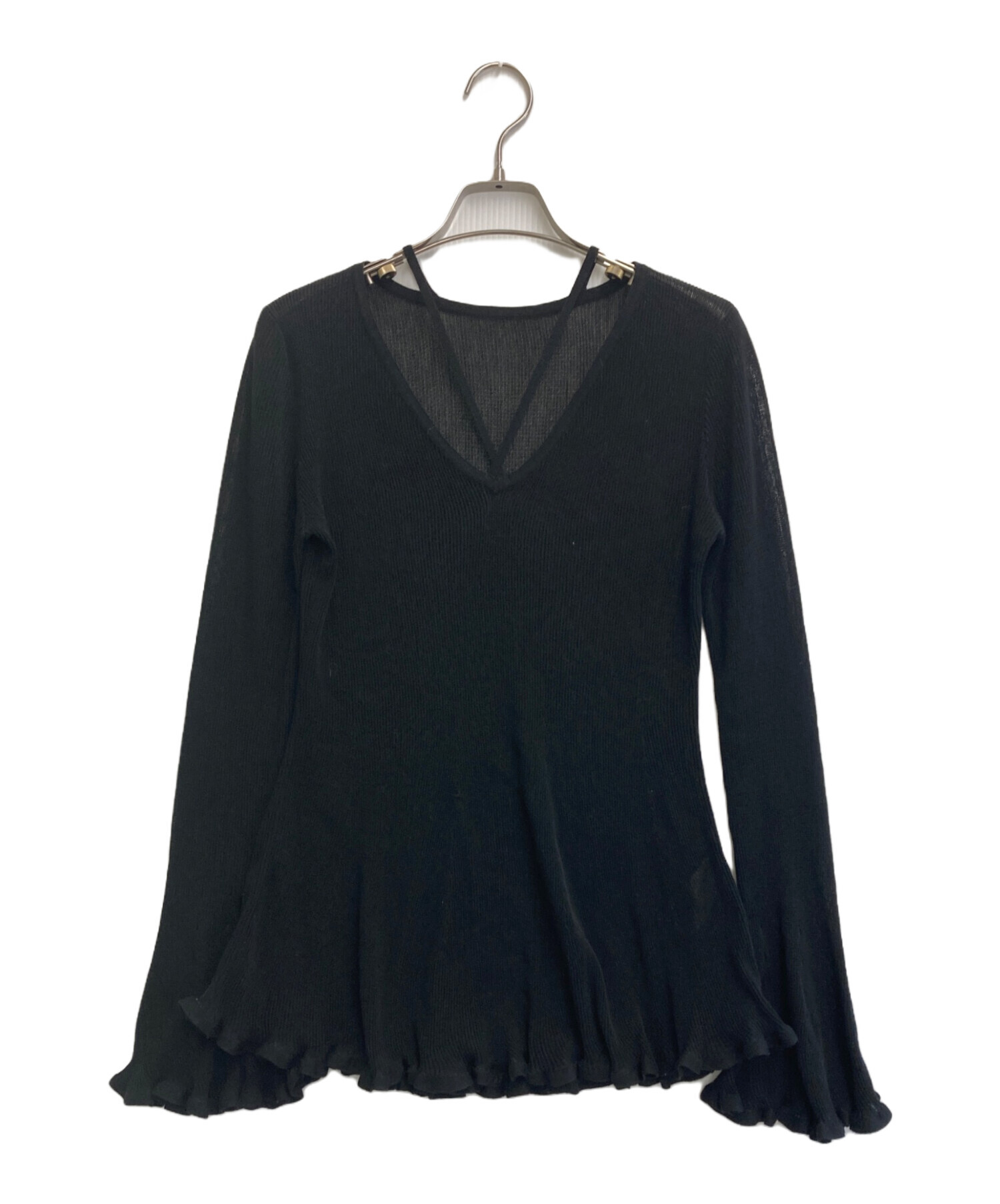 中古・古着通販】AMERI (アメリ) 25ss SHEER FRILL V NECK KNIT TOP