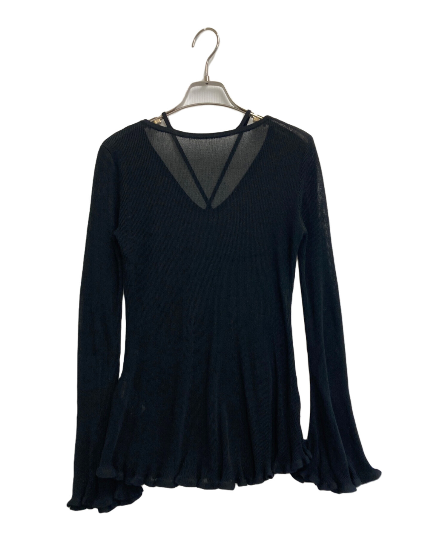 Ameri vintage SHEERFRILLVNECK【着痩せトップス】 SHEER FRILL V NECK