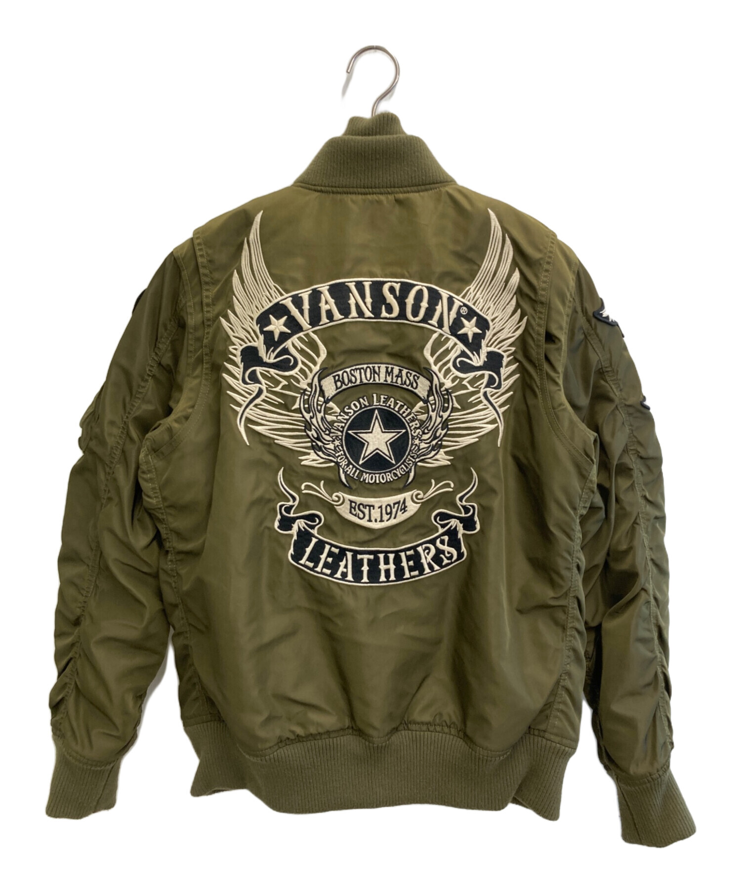 vanson MA-1フライトジャケット カーキ/オリーブ 中古・古着通販】VANSON (バンソン) MA-1ジャケット オリーブ サイズ:M