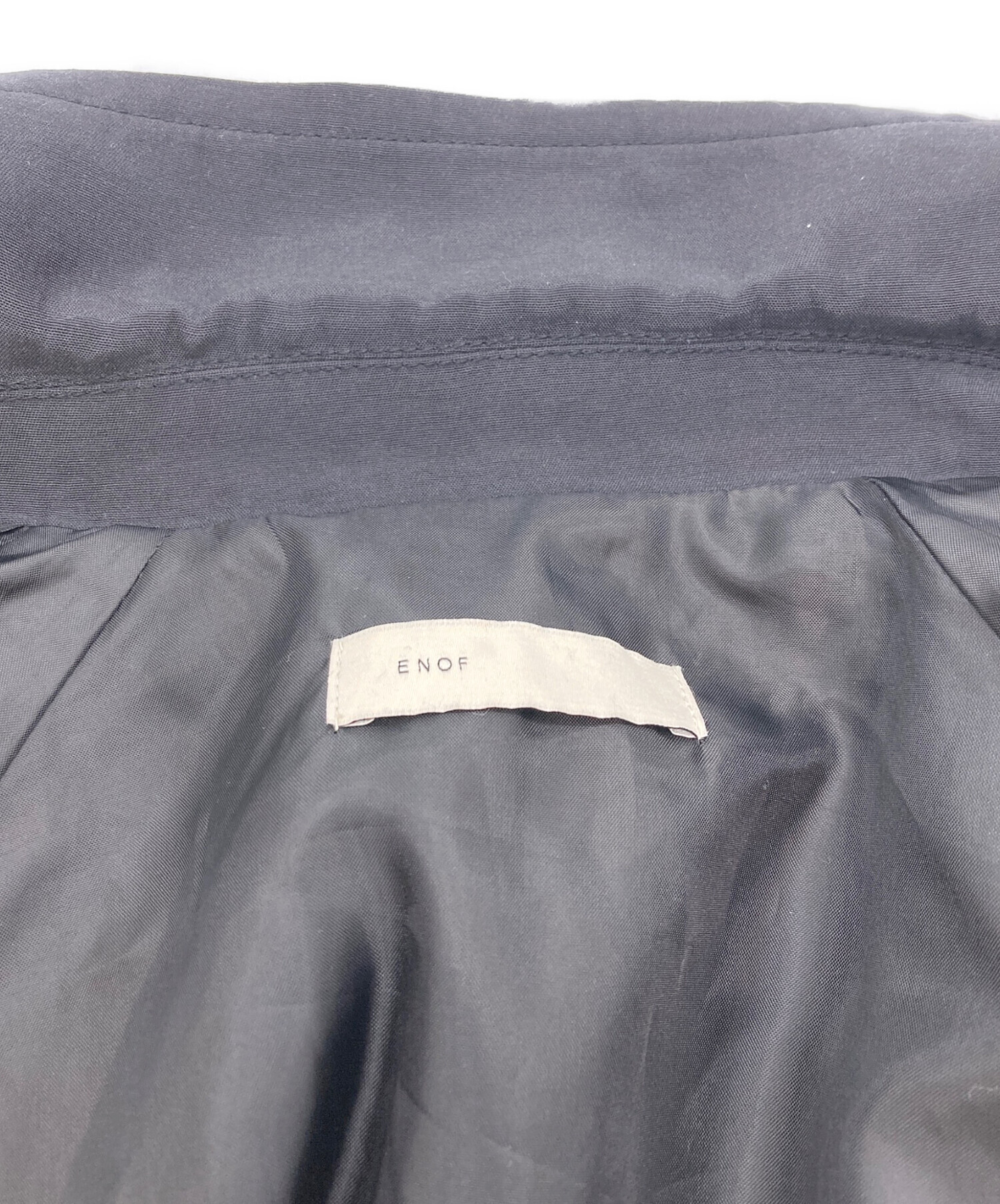 ENOF トレンチコート　L 中古・古着通販】ENOF (イナフ) トレンチコート ブラック サイズ:L