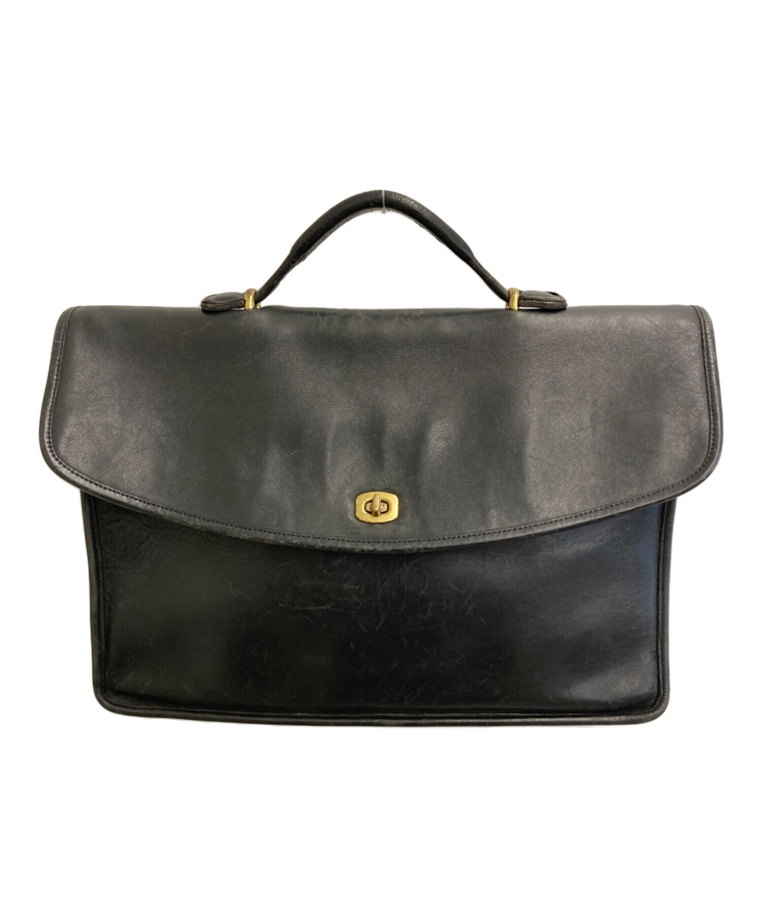 美品♪ COACH コーチ ビジネスバッグ ブリーフケース 本革 レザー 黒 中古・古着通販】COACH (コーチ) レザー ブリーフケース ブラック