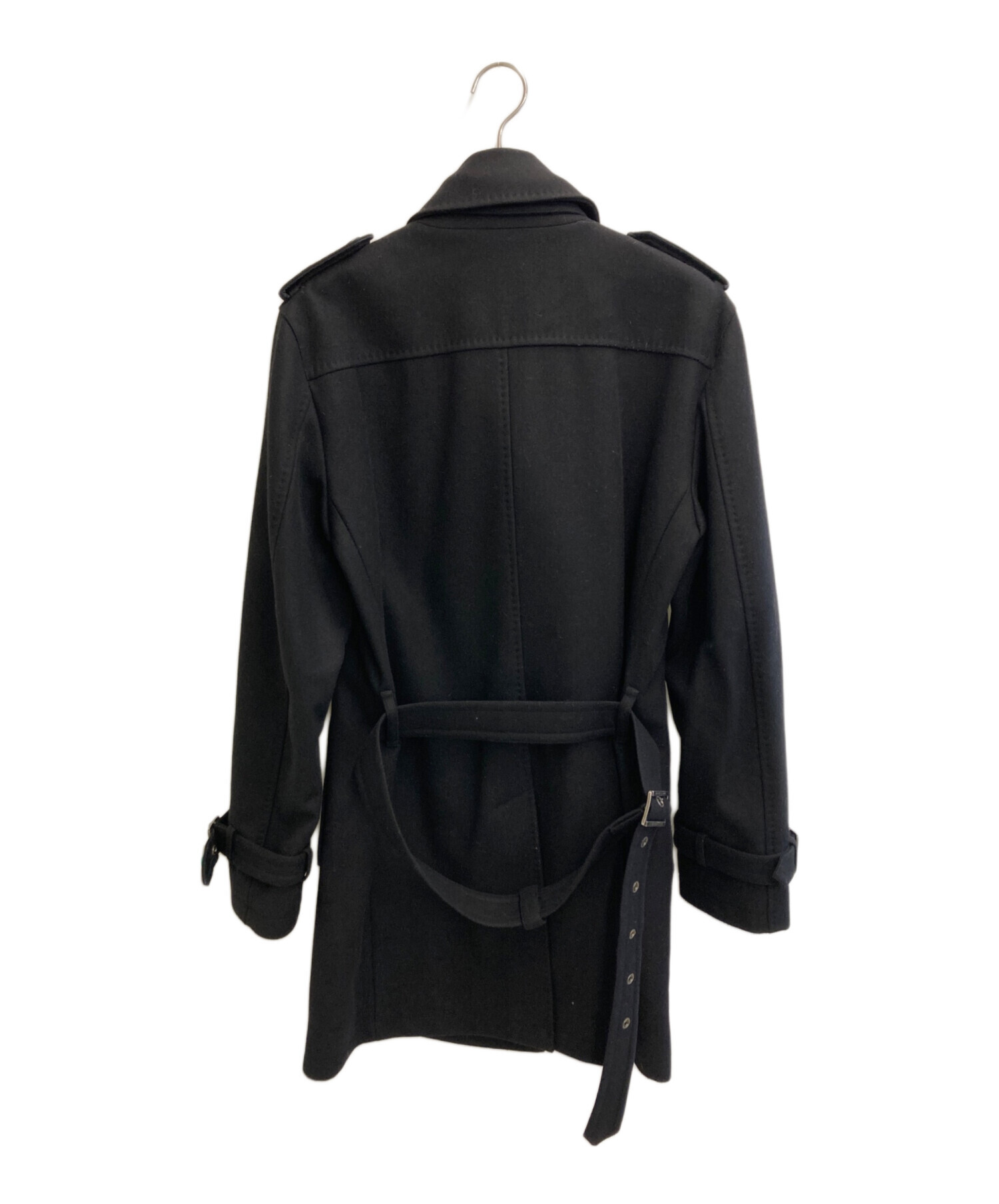 希少LLサイズ　バーバリーブラックレーベル　トレンチコート　カシミヤ混　黒 中古・古着通販】BURBERRY BLACK LABEL (バーバリーブラックレーベル