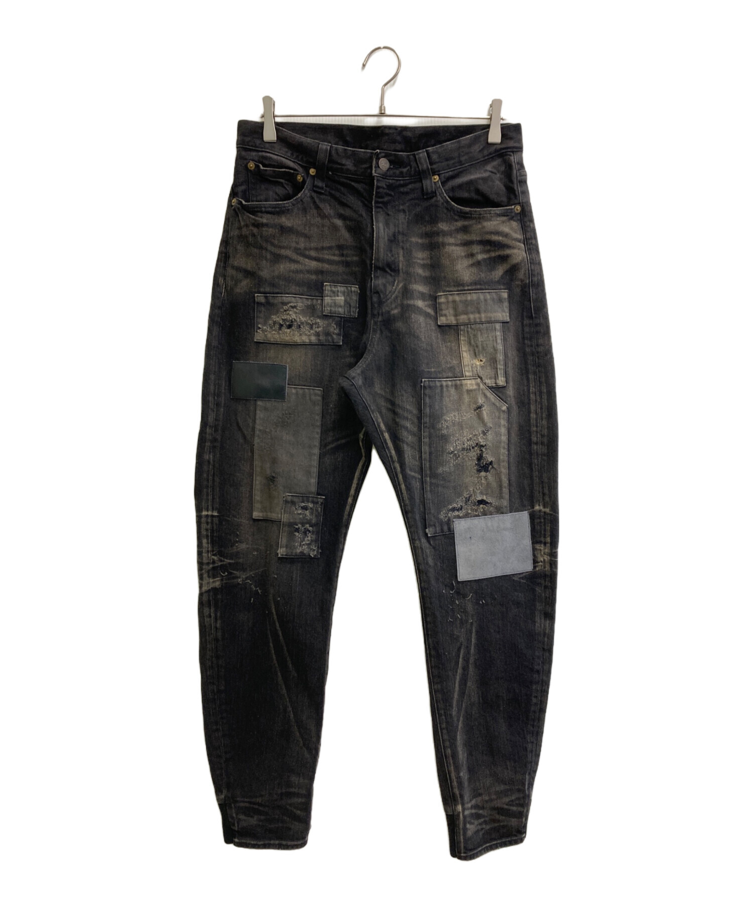 中古・古着通販】glamb (グラム) パッチワークデニムパンツ ブラック
