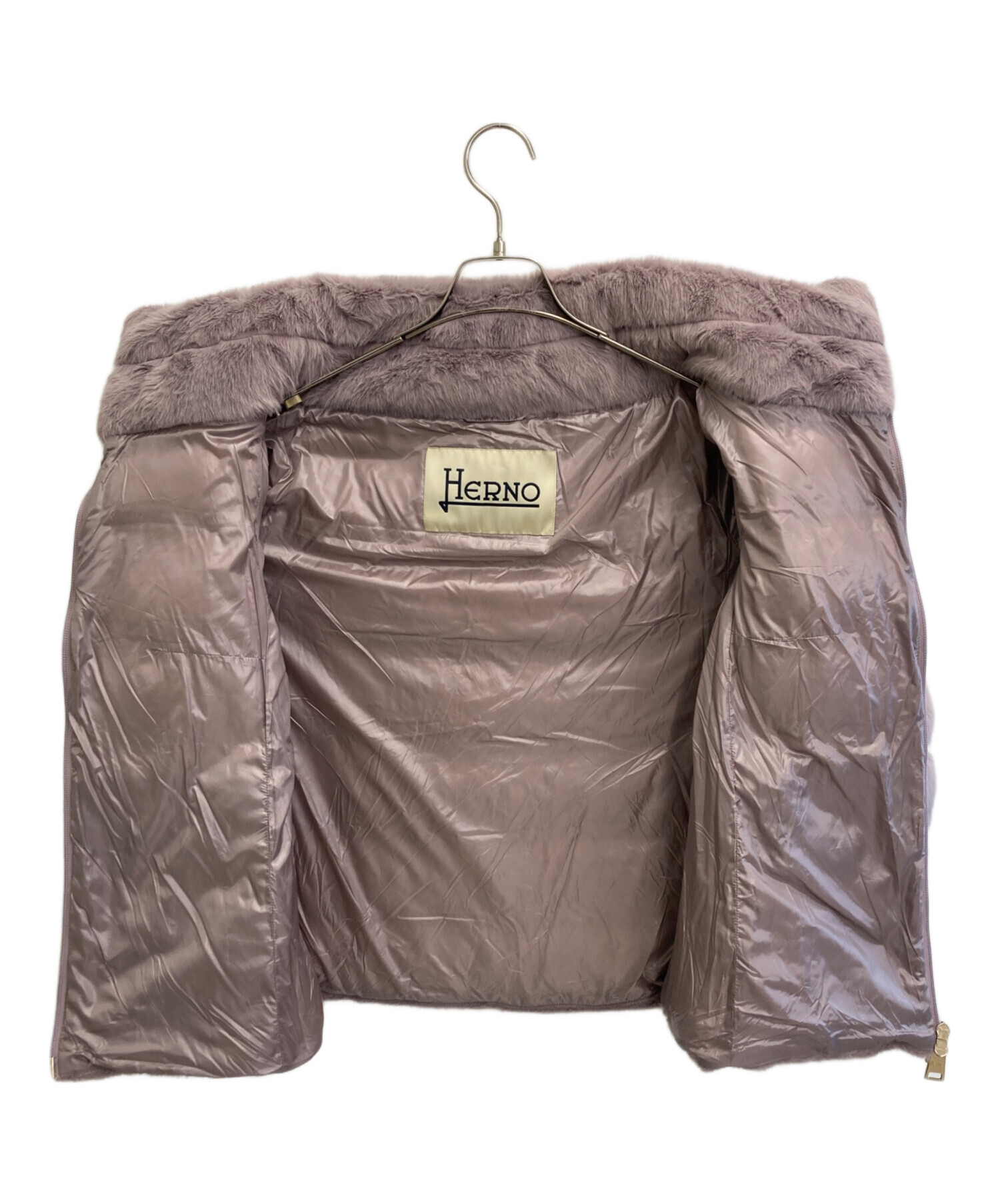 中古・古着通販】HERNO (ヘルノ) エコファーダウンジャケット ピンク
