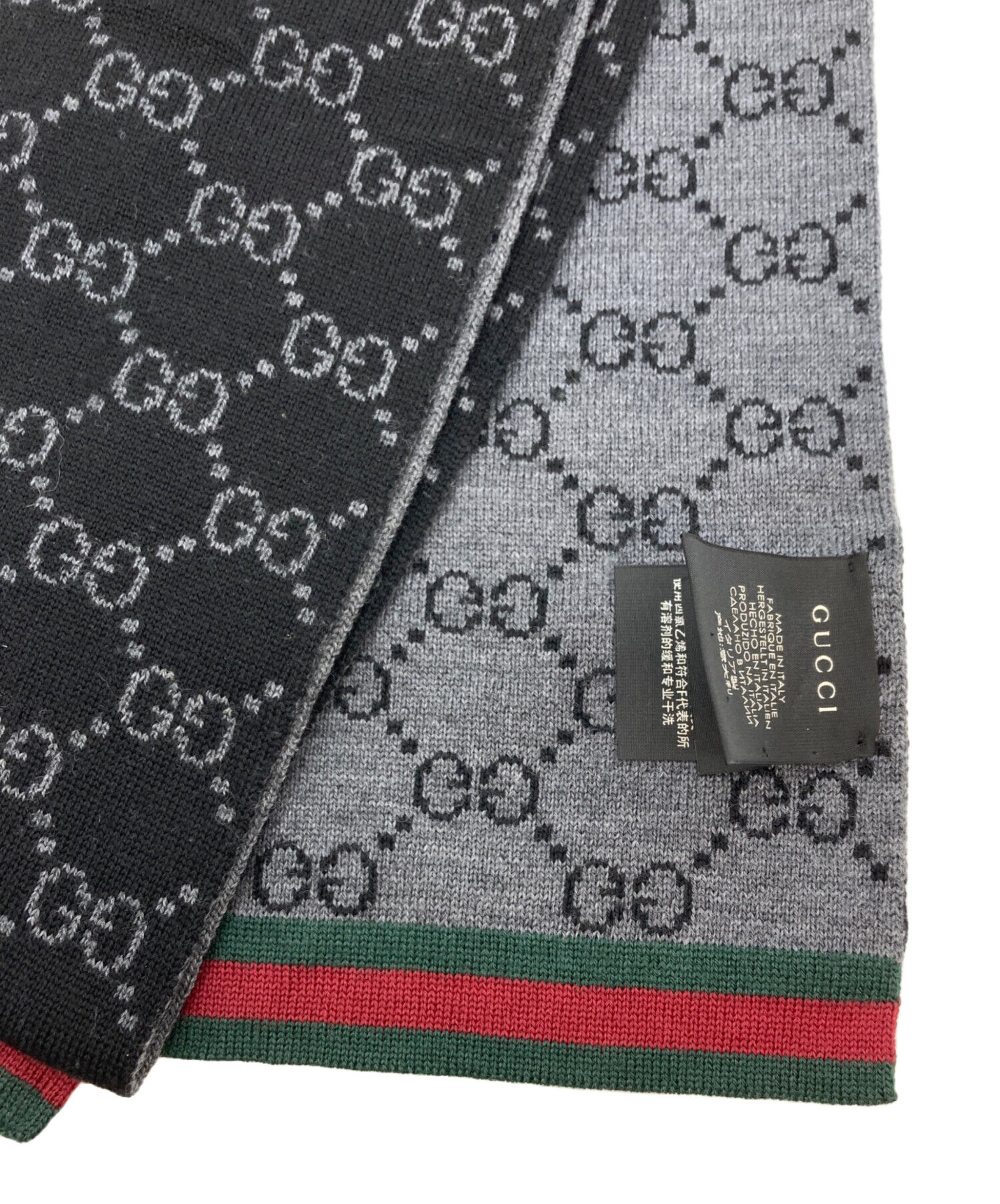 中古・古着通販】GUCCI (グッチ) シェリーラインCG柄マフラー ブラック