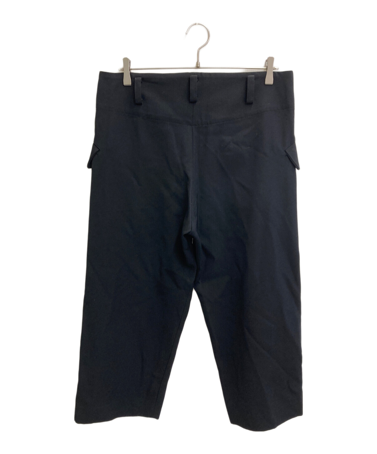 中古・古着通販】Y's (ワイズ) ウールギャバワイドパンツ ブラック