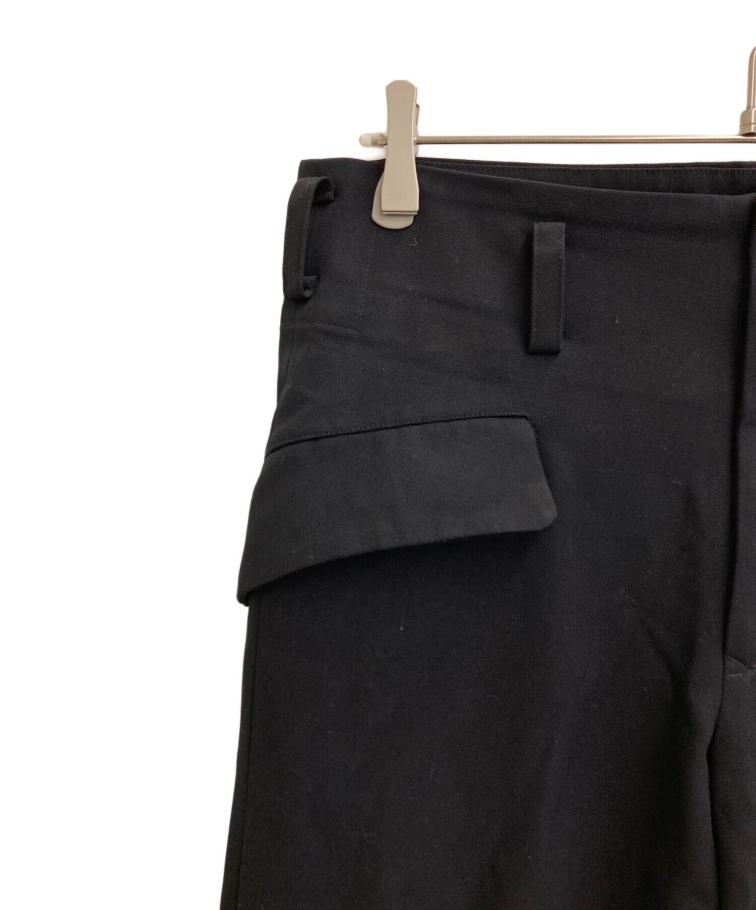 中古・古着通販】Y's (ワイズ) ウールギャバワイドパンツ ブラック