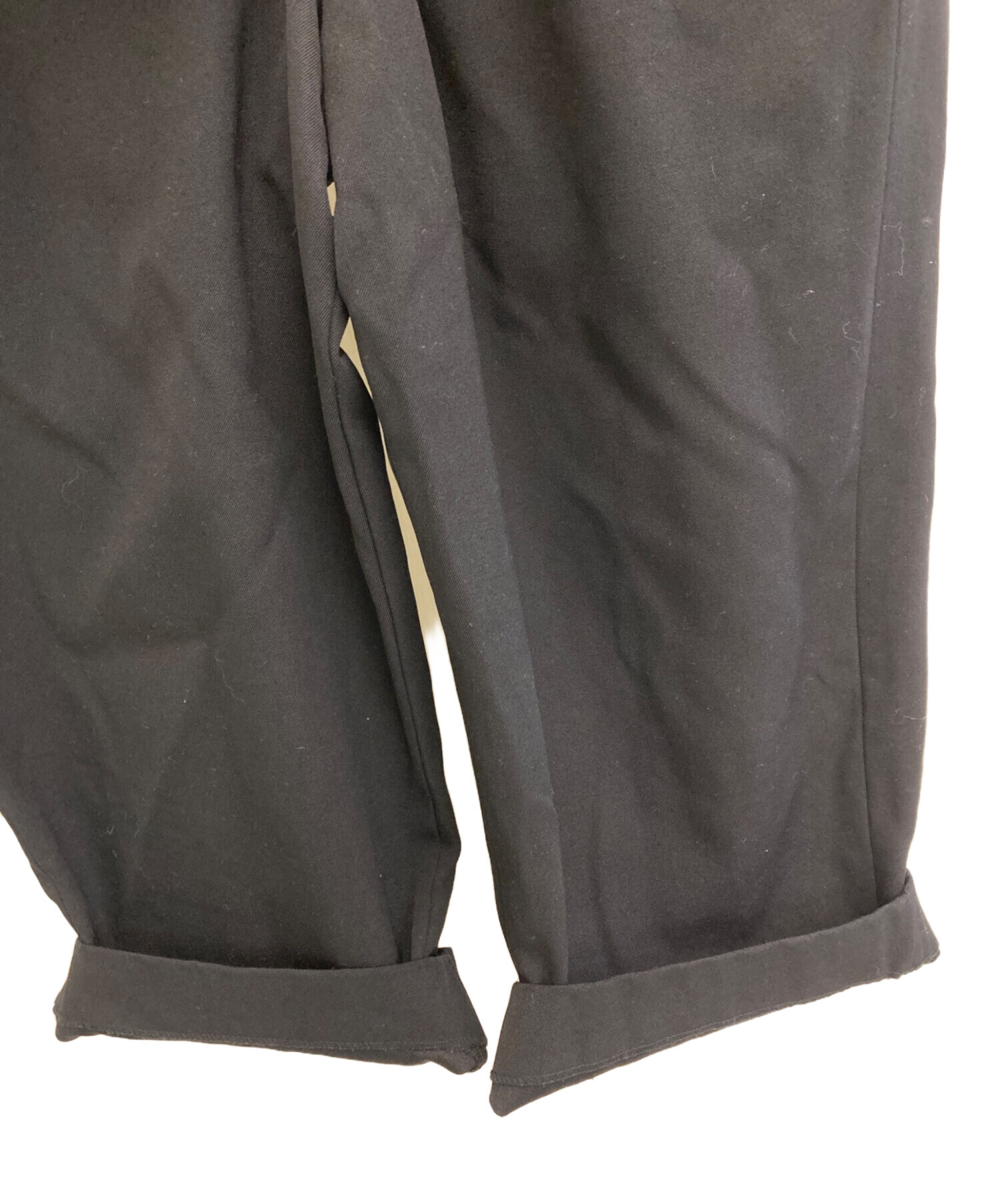 中古・古着通販】Y's (ワイズ) ウールギャバワイドパンツ ブラック