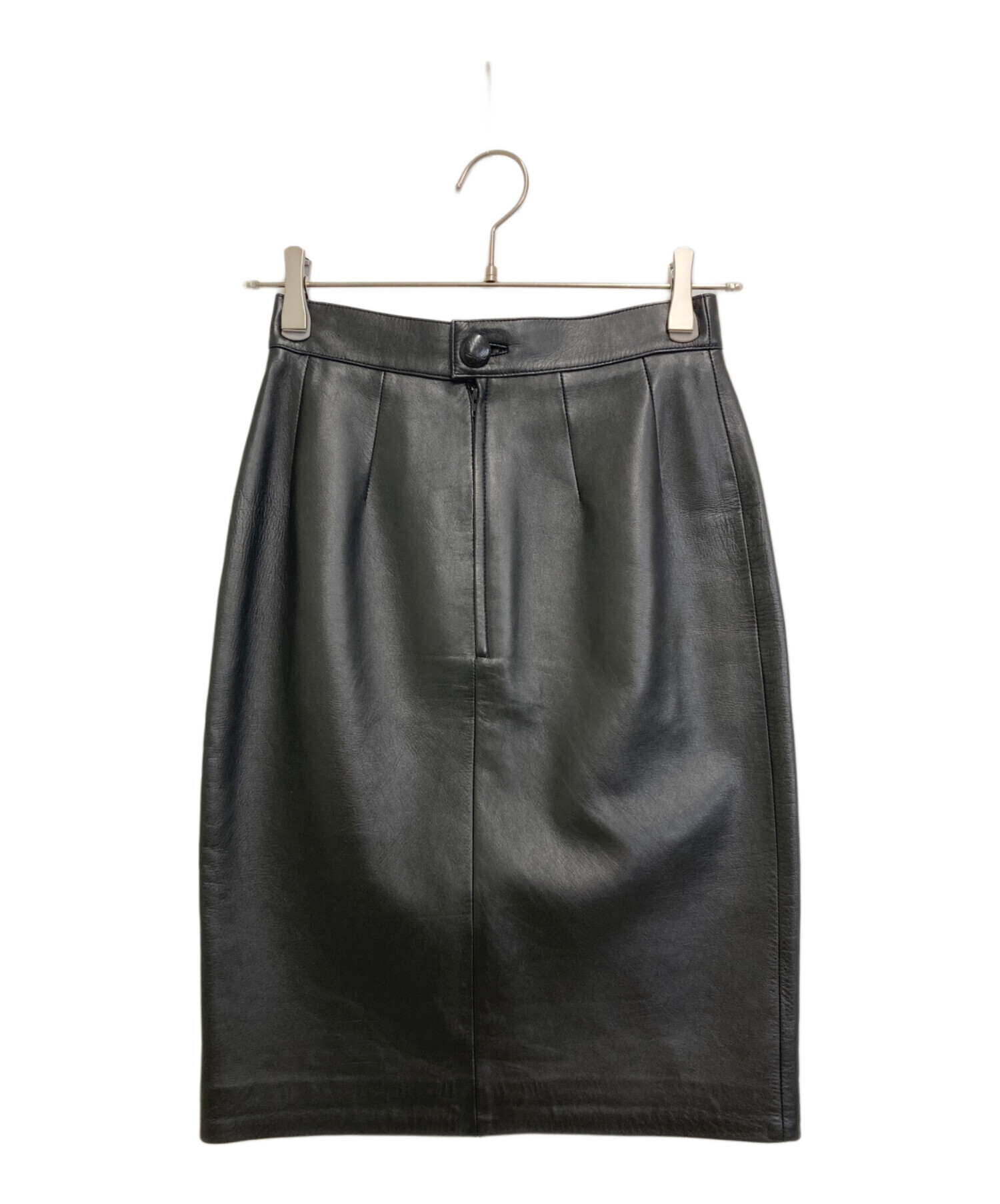 中古・古着通販】LOEWE (ロエベ) ナッパレザースカート ブラック