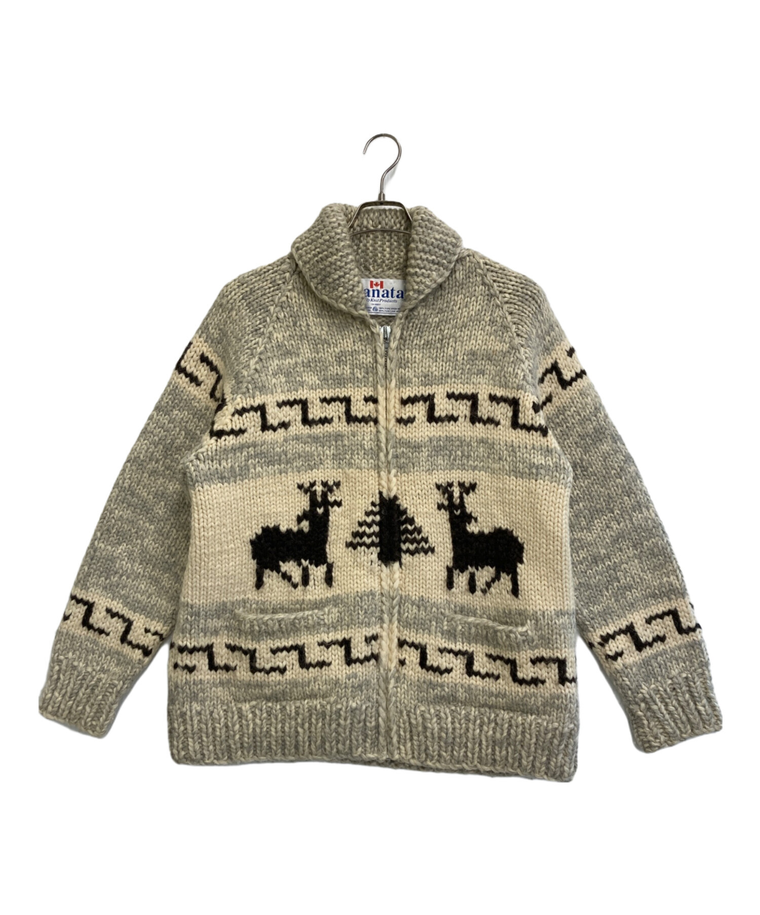 中古・古着通販】KANATA (カナタ) カウチンニットカーディガン グレー