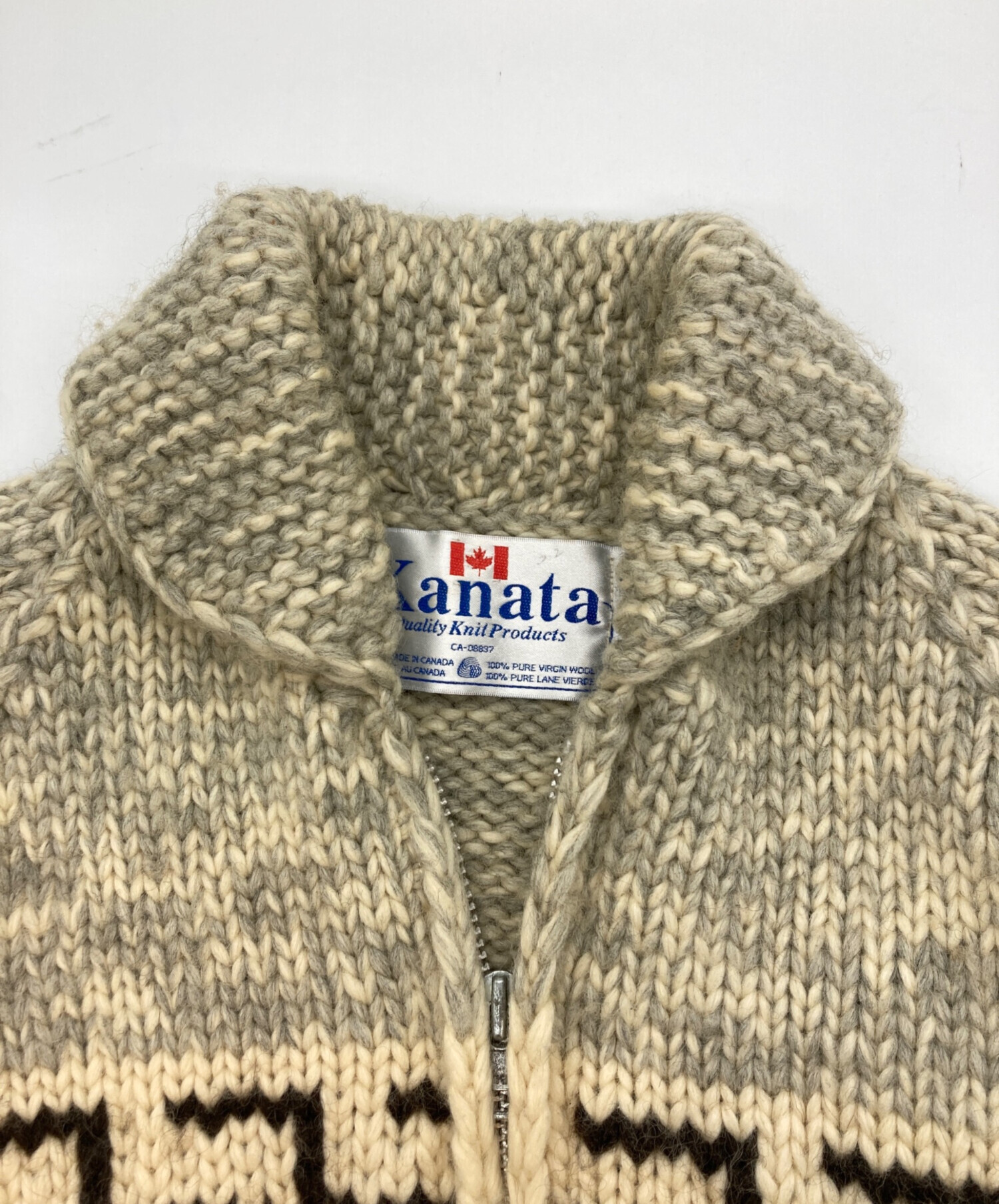 中古・古着通販】KANATA (カナタ) カウチンニットカーディガン グレー