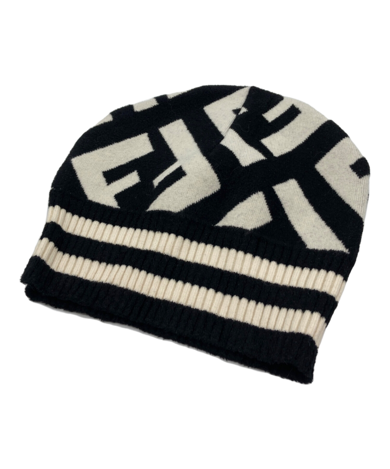 中古・古着通販】FENDI (フェンディ) ニット帽 ブラック×ホワイト