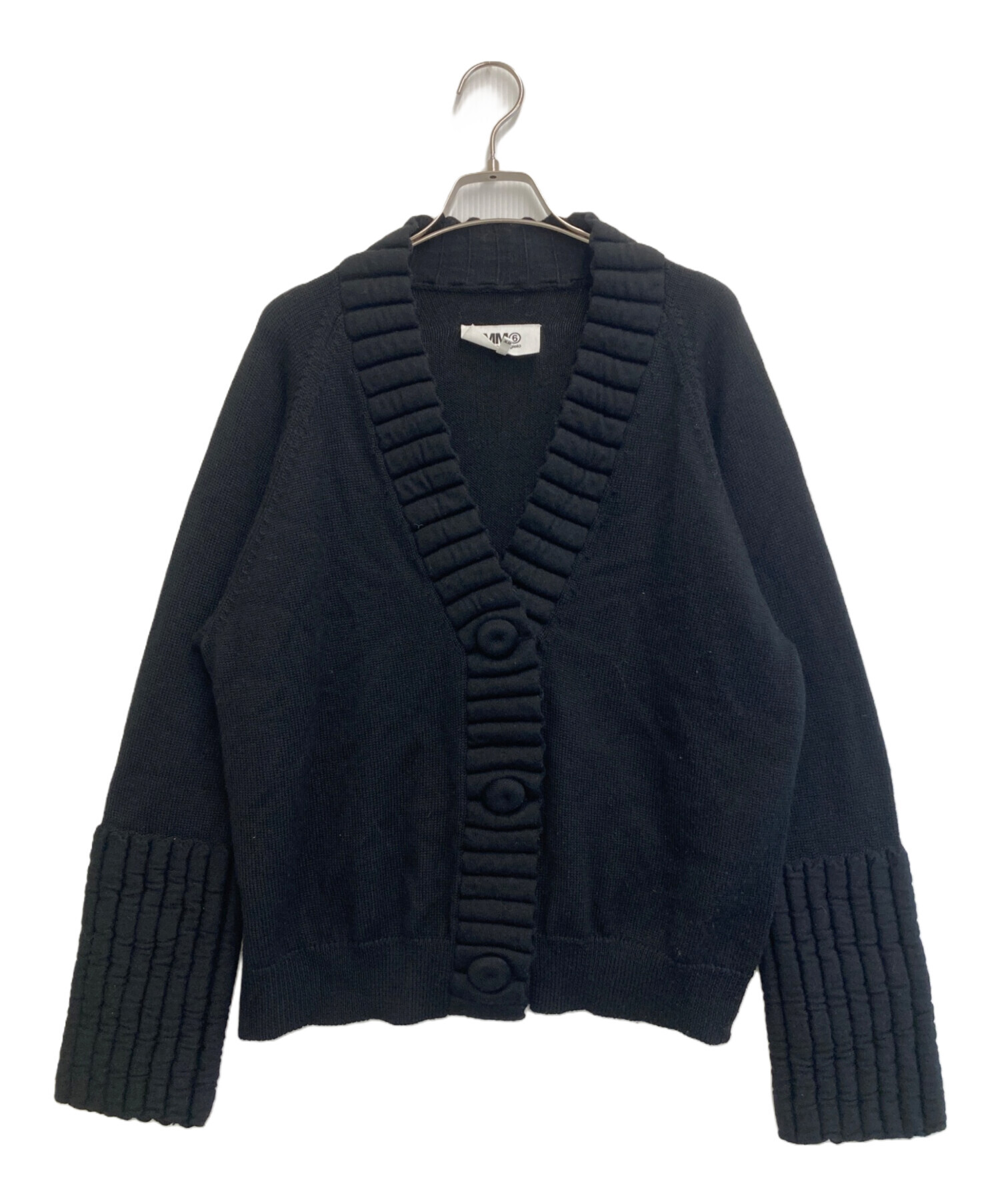 新品 MM6 メゾンマルジェラ ユーズド加工カーディガン 黒 サイズM 中古・古着通販】MM6 Maison Margiela (エムエムシックスメゾン