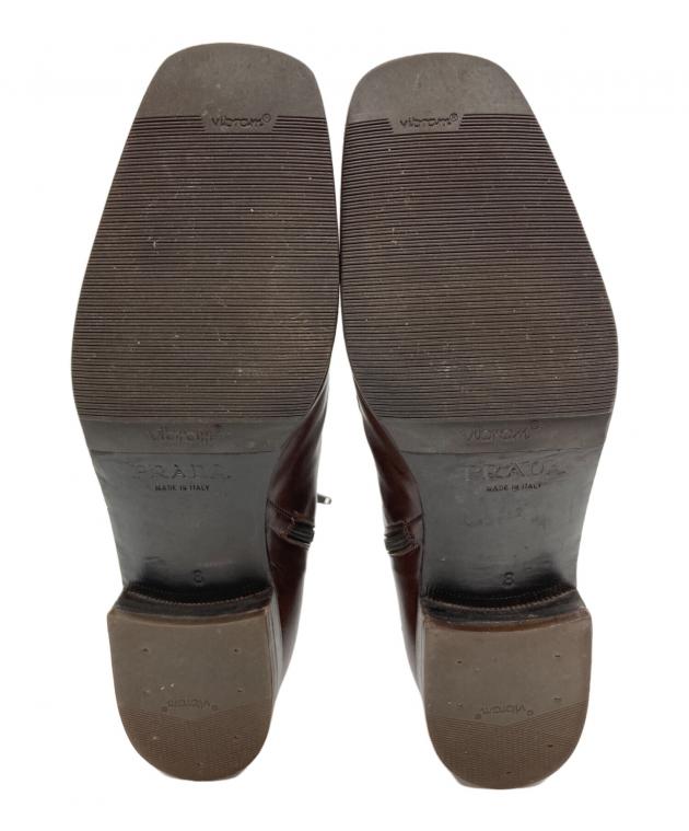 中古・古着通販】PRADA (プラダ) サイドジップブーツ ブラウン サイズ