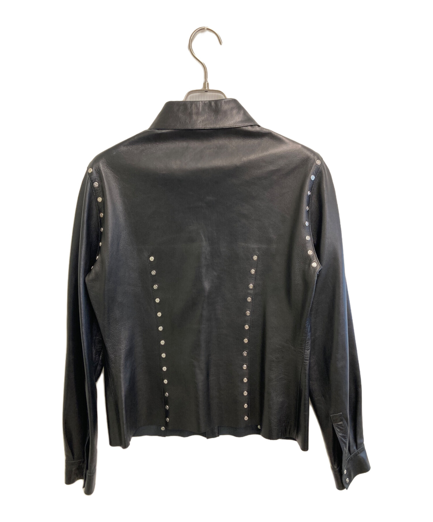中古・古着通販】CELINE (セリーヌ) スタッズ レザーシャツ ブラック