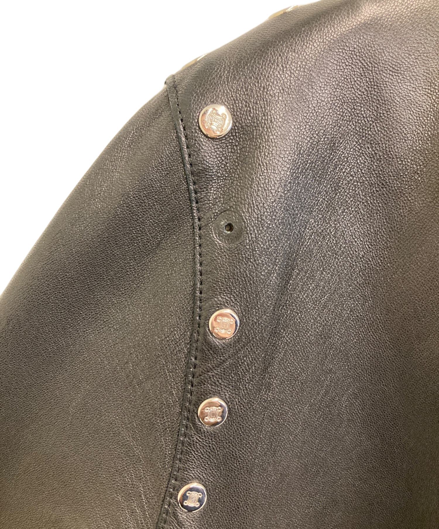 中古・古着通販】CELINE (セリーヌ) スタッズ レザーシャツ ブラック